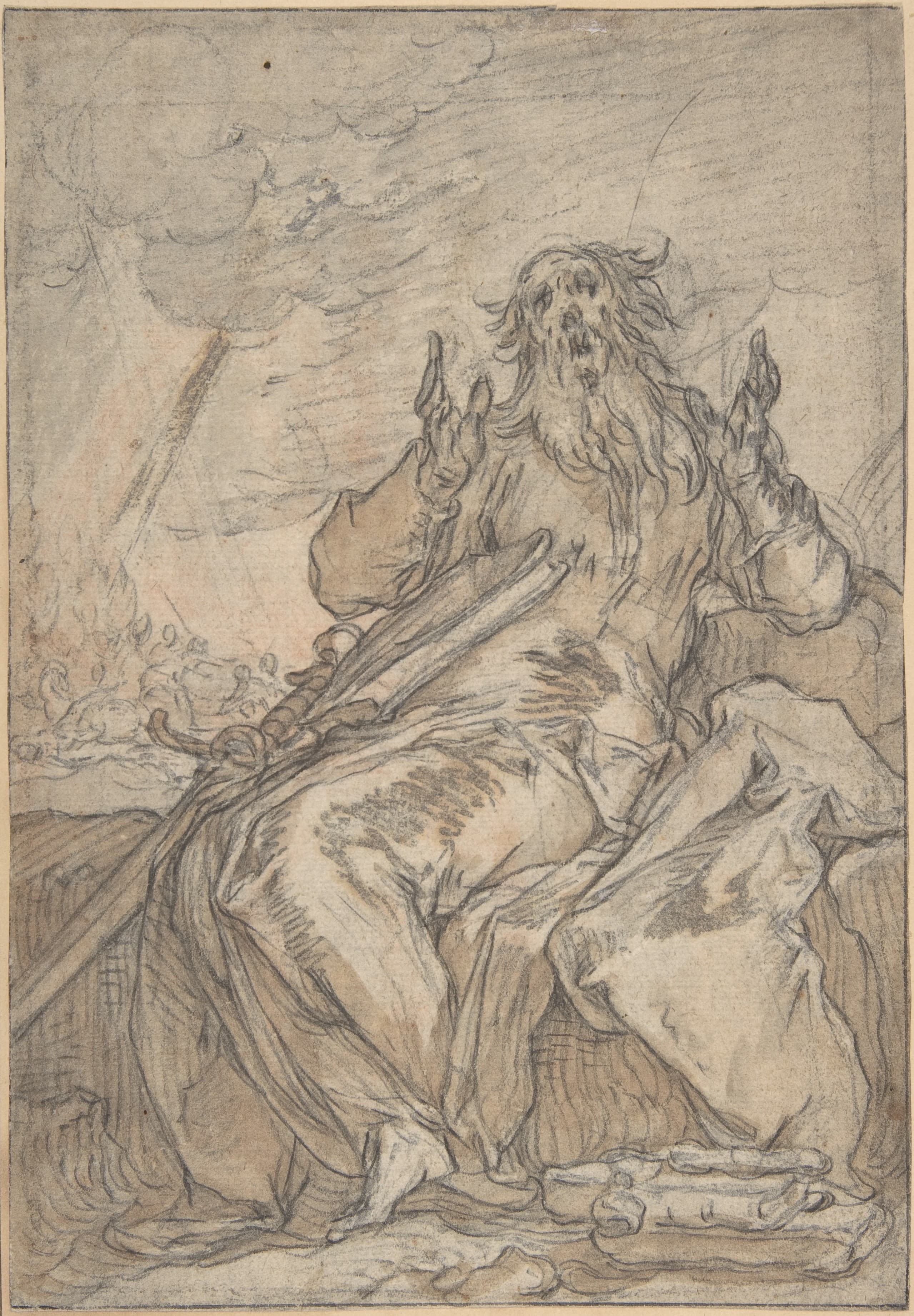 Saint Paul Seated, with his Conversion in the Background (recto); Figure Sketch (verso)