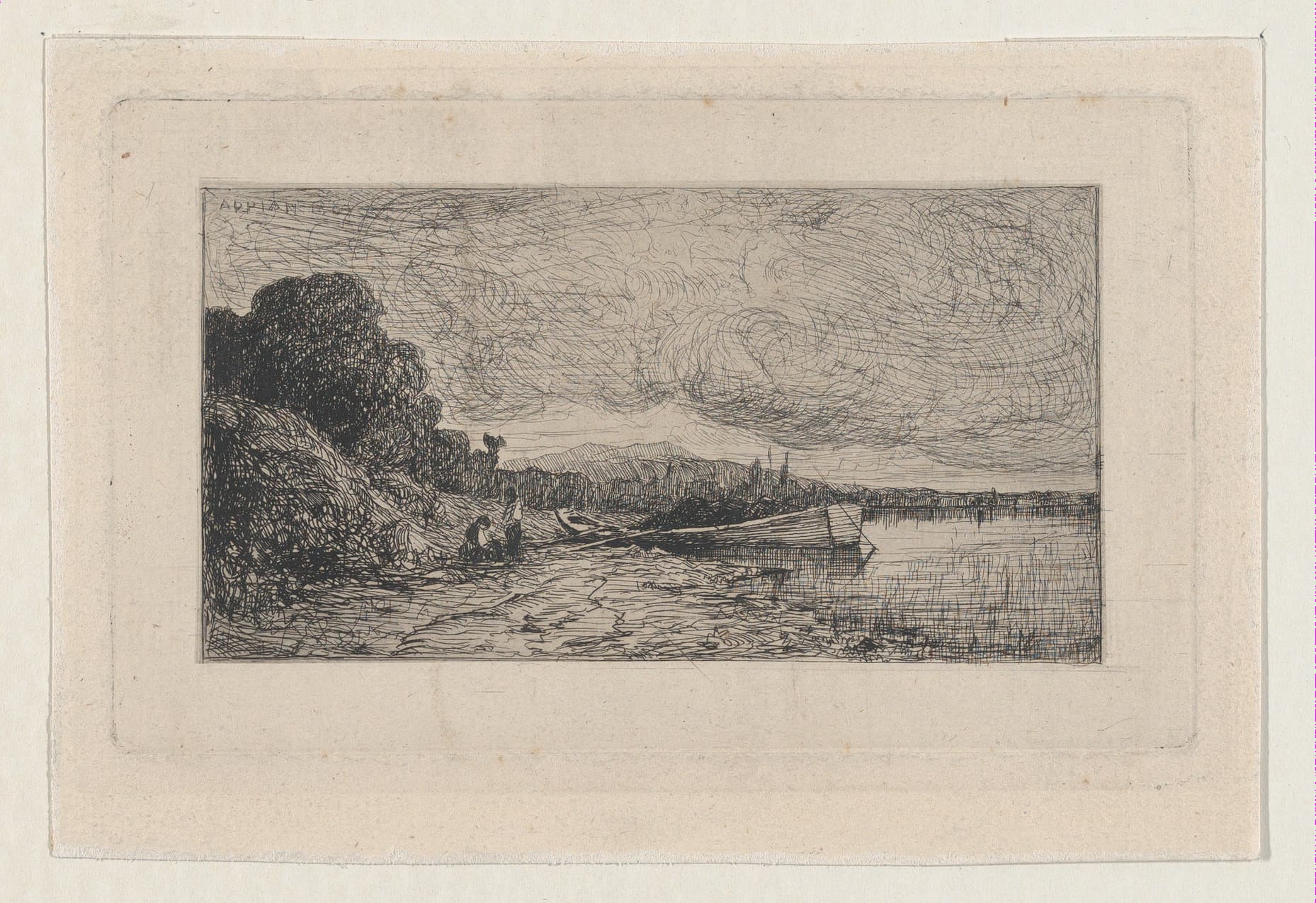 Barge on the Bank of a River by Adolphe Appian